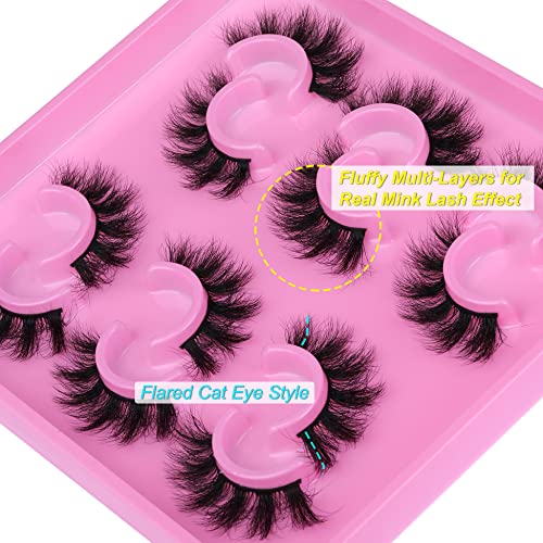Mink Lashes Fluffy 18mm False Eyelashes Wispy Natural Look 6 Pairs...