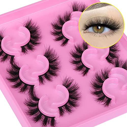 Mink Lashes Fluffy 18mm False Eyelashes Wispy Natural Look 6 Pairs...