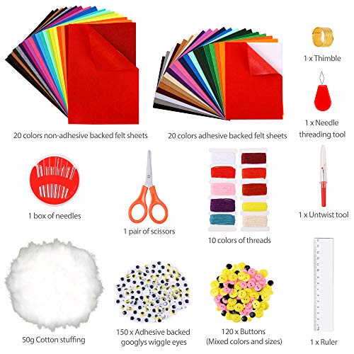 Pllieay 326 Pieces Stiff Felt Fabric Sheets with Embroidery Sewing...