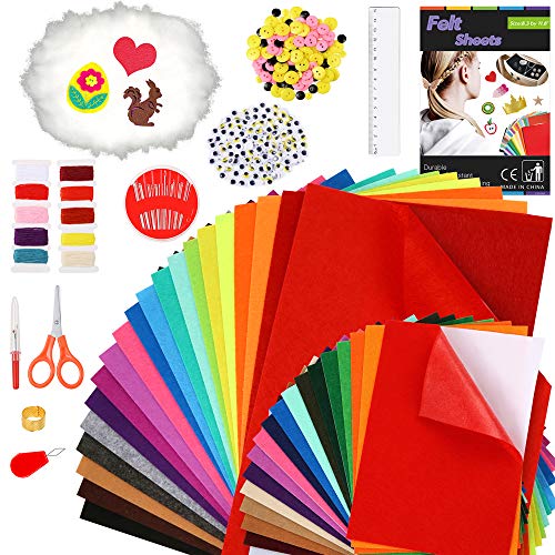 Pllieay 326 Pieces Stiff Felt Fabric Sheets with Embroidery Sewing...