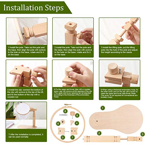 Pllieay Wooden Adjustable Rotated Embroidery Hoop Stand with Embro...