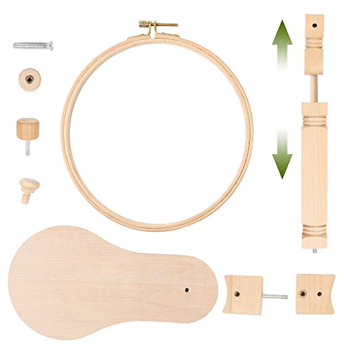 Pllieay Wooden Adjustable Rotated Embroidery Hoop Stand with Embro...