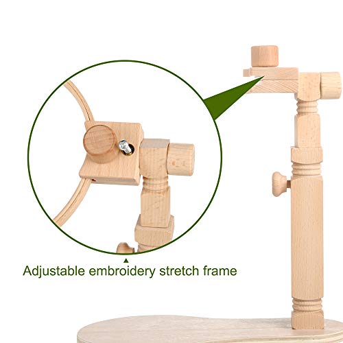 Pllieay Wooden Adjustable Rotated Embroidery Hoop Stand with Embro...