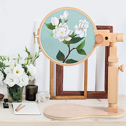 Pllieay Wooden Adjustable Rotated Embroidery Hoop Stand with Embro...