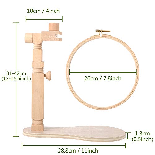 Pllieay Wooden Adjustable Rotated Embroidery Hoop Stand with Embro...
