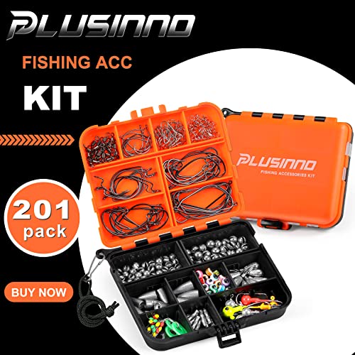 PLUSINNO 201pcs Fishing Accessories Kit, Fishing Tackle Box with T...