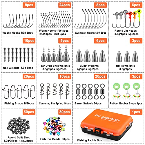 PLUSINNO 201pcs Fishing Accessories Kit, Fishing Tackle Box with T...