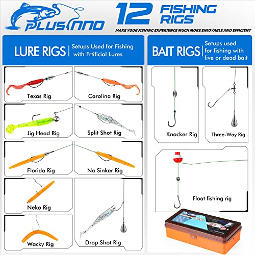 PLUSINNO Fishing Lures for 12 Rigs, Fishing Tackle Box with Tackle...