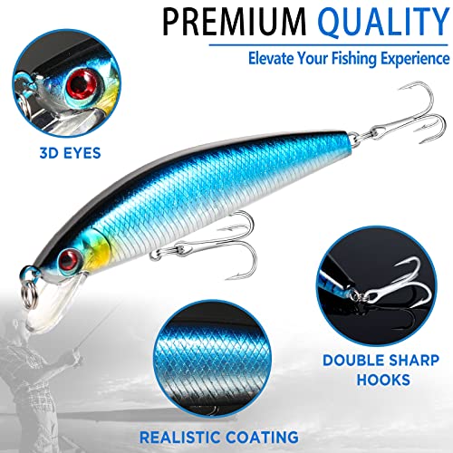 PLUSINNO Fishing Lures for 12 Rigs, Fishing Tackle Box with Tackle...
