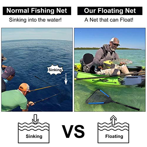PLUSINNO Floating Fishing Net for Fly, Kayak, Catfish, Bass,Steelh...