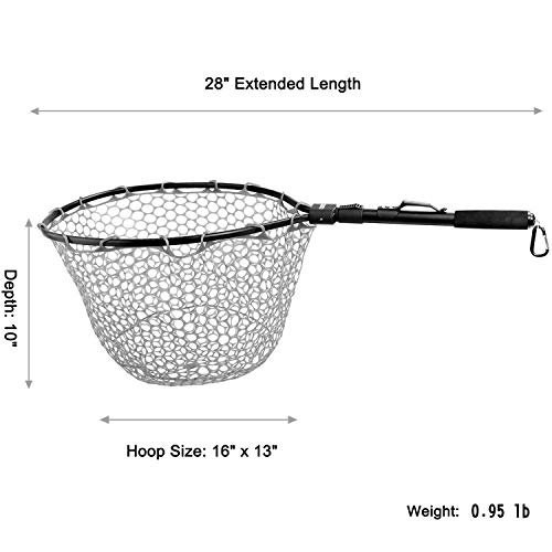 PLUSINNO Fly Fishing Net Fish Landing Net, Trout Bass Net Soft Rub...