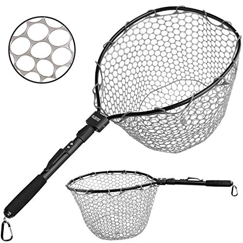 PLUSINNO Fly Fishing Net Fish Landing Net, Trout Bass Net Soft Rub...