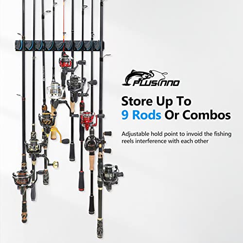 PLUSINNO Vertical Fishing Rod Holder, Wall Mounted Fishing Rod Rac...