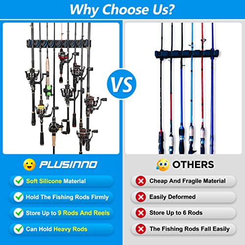 PLUSINNO Vertical Fishing Rod Holder, Wall Mounted Fishing Rod Rac...