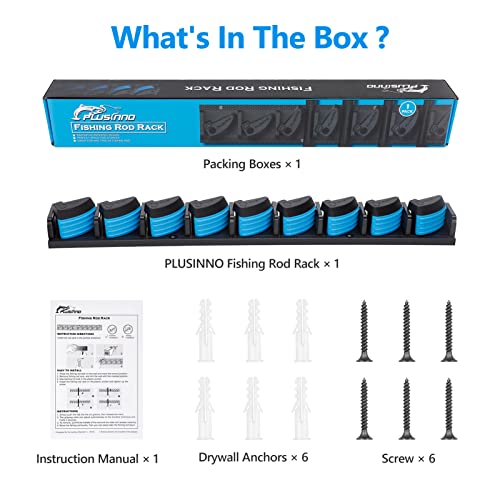 PLUSINNO Vertical Fishing Rod Holder, Wall Mounted Fishing Rod Rac...