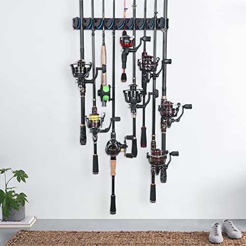 PLUSINNO Vertical Fishing Rod Holder, Wall Mounted Fishing Rod Rac...