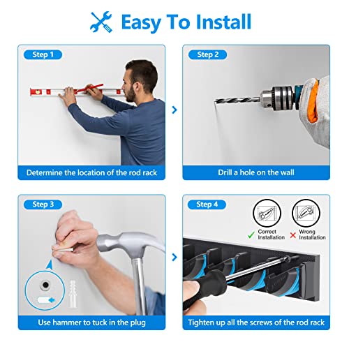 PLUSINNO Vertical Fishing Rod Holder, Wall Mounted Fishing Rod Rac...