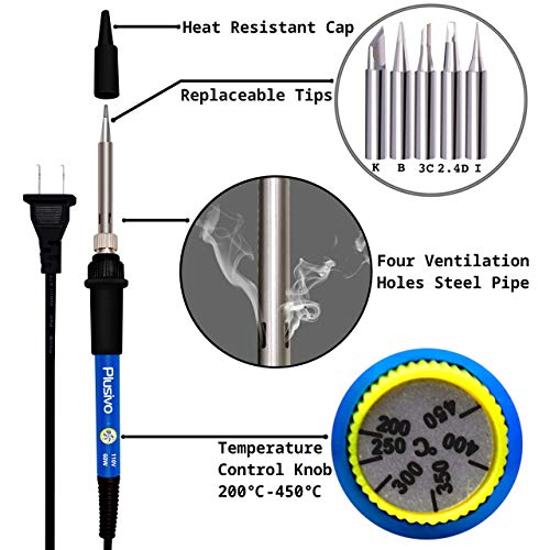 Soldering Iron Kit - Soldering Iron 60W Adjustable Temperature, Di...