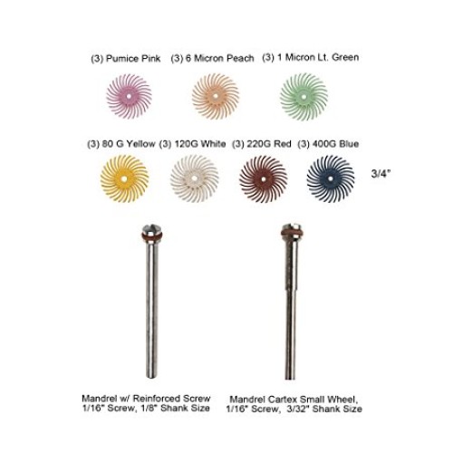 3/4 3M Micron Radial Disc Polishing Kit w/ 3/32 + 1/8 Mandrel S...