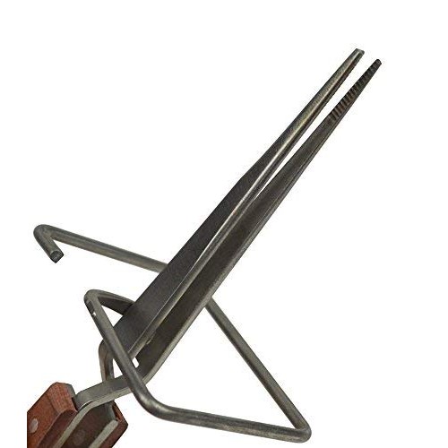 6-1/4 Straight Fiber-Grip Cross-Locking Tweezers with Stand for S...