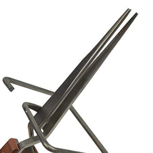 6-1/4 Straight Fiber-Grip Cross-Locking Tweezers with Stand for S...
