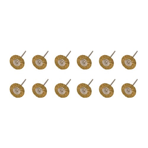 Pack of 12-1 Crimped Brass Wire Bristle Rotary Brush Set w/ 3/32...