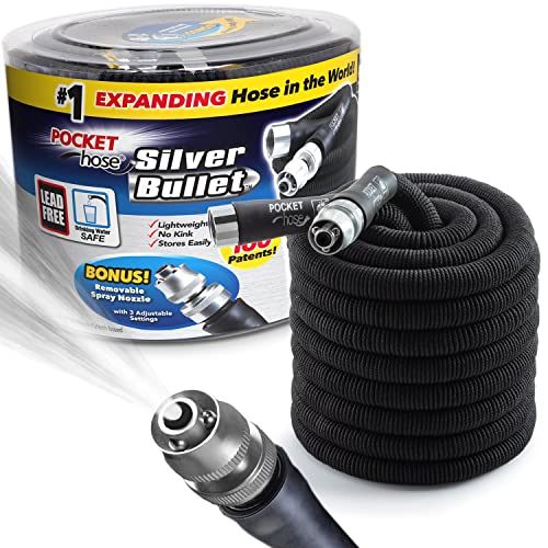 Pocket Hose Silver Bullet 75 ft Turbo Shot Nozzle Multiple Spray P...