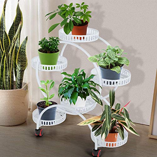 Plant Stand, Multi Tiered Corner Plant Rack Rolling Plant Flower D...