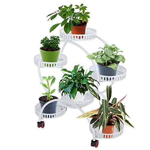 Plant Stand, Multi Tiered Corner Plant Rack Rolling Plant Flower D...