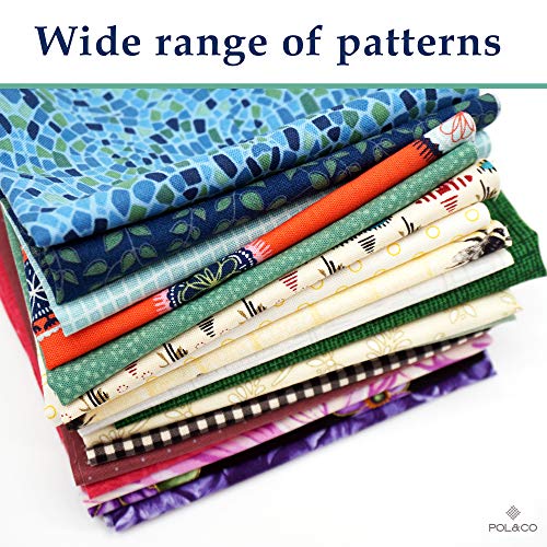 POL&CO 50pcs 9.8 x 9.8 Cotton Fabric Squares Bundle – 100% Cotto...