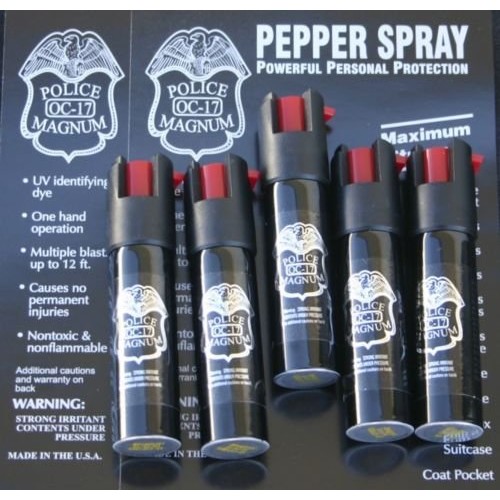 5 Pack Police Magnum Pepper Spray 0.7oz OC-17 Pepper Spray Police ...