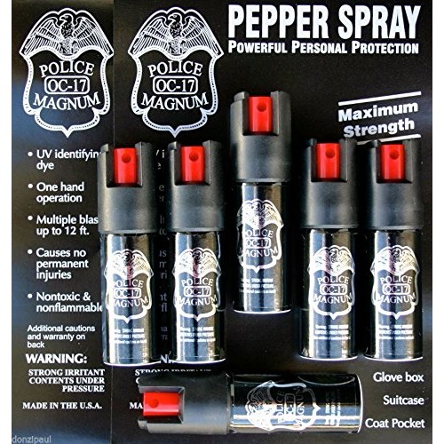 6 POLICE MAGNUM PEPPER SPRAY 1/2oz OUNCE with SAFETY LOCK Self Def...