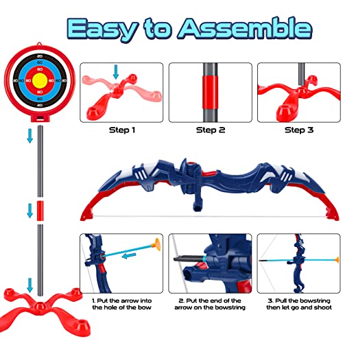 2 Pack Bow and Arrow for Kids, Light Up Archery Toy Set with 12 Su...