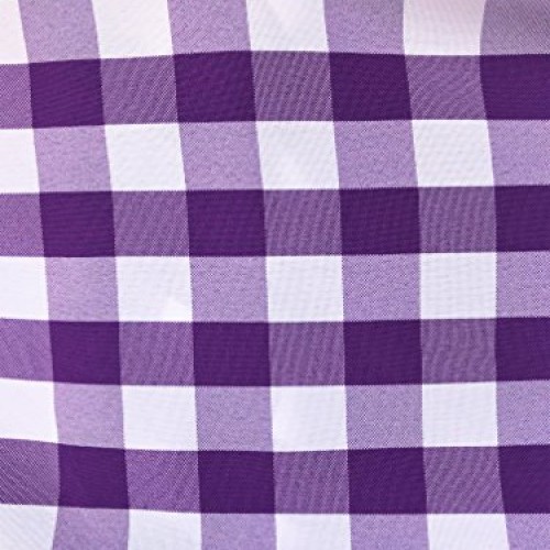 Gingham Checkered Color Polyester Fabric by The Yard White/Purple