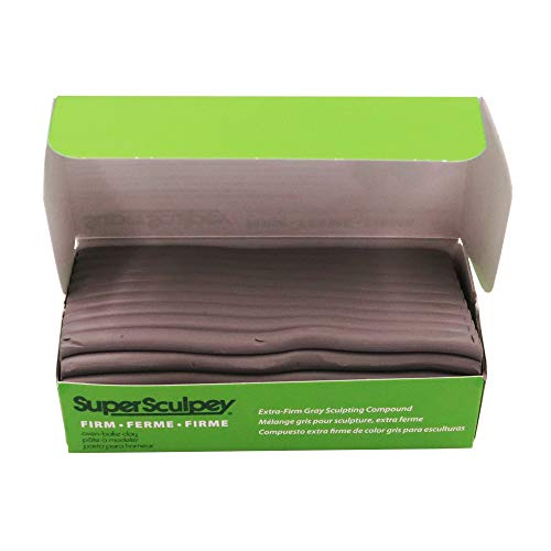 Polyform Super Sculpey Firm Oven Bake Clay, Gray, 1lb
