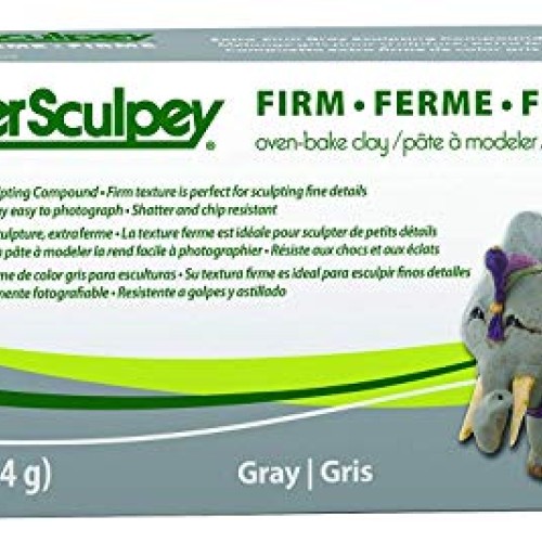 Polyform Super Sculpey Firm Oven Bake Clay, Gray, 1lb