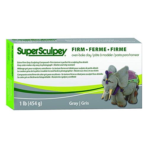 Polyform Super Sculpey Firm Oven Bake Clay, Gray, 1lb