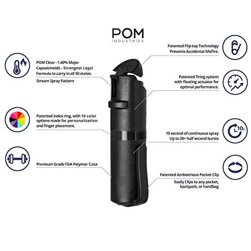 POM Pepper Spray Black Flip Top Pocket Clip - Maximum Strength OC ...
