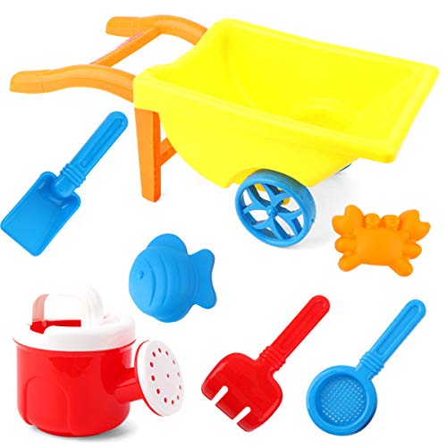 Ponacat Beach Sand Garden Toy Set, 7Pcs Beach Sand Toy Kids Wheelb...