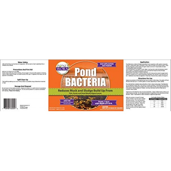 PondWorx Pond Bacteria Formulated For Large Ponds Water Features And Fish Safe 