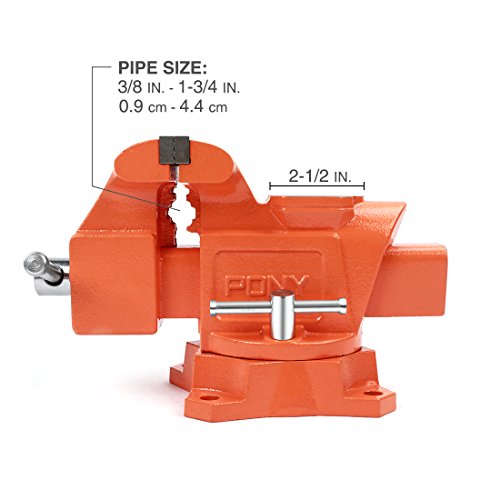 PONY 4-inch Heavy Duty Bench Vise - Jaw Width 4-inch, Throat Depth...