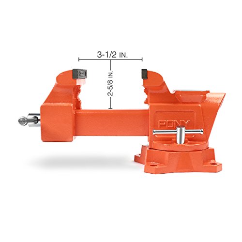 PONY 4-inch Heavy Duty Bench Vise - Jaw Width 4-inch, Throat Depth...