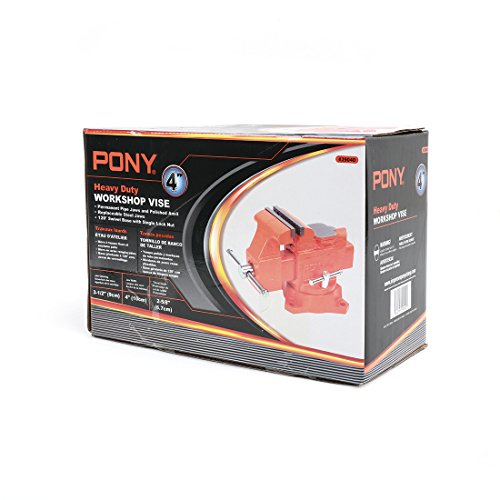 PONY 4-inch Heavy Duty Bench Vise - Jaw Width 4-inch, Throat Depth...