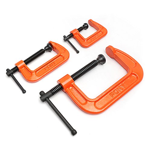 PONY Malleable Iron C-Clamp Set, 3-Piece, 1, 2, 3