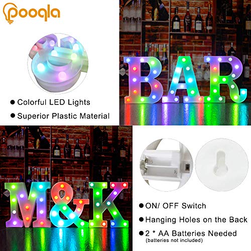 Pooqla Colorful LED Marquee Letter Lights with Remote – Light Up M...