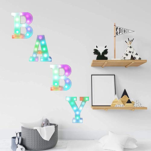 Pooqla Colorful LED Marquee Letter Lights with Remote – Light Up M...
