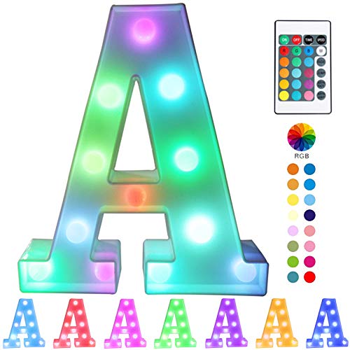 Pooqla Colorful LED Marquee Letter Lights with Remote – Light Up M...