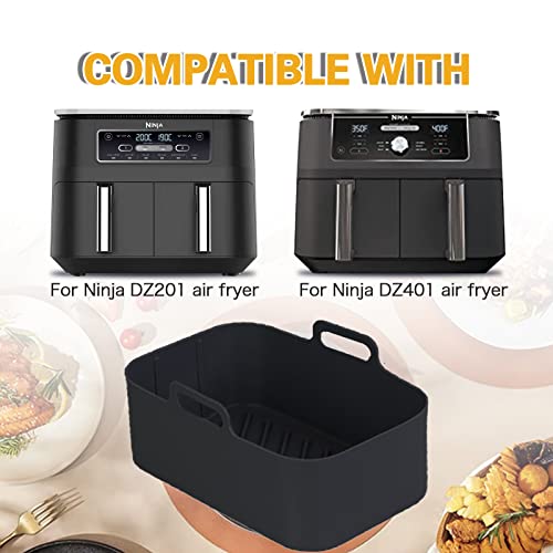 2pcs Air Fryer Silicone Pot for Ninja Foodi Dual DZ201,Reusable Ai...