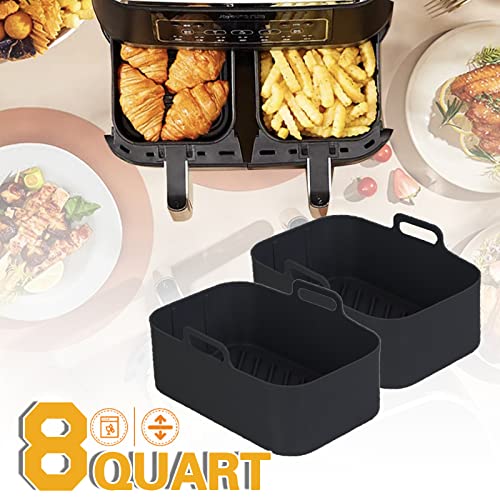 2pcs Air Fryer Silicone Pot for Ninja Foodi Dual DZ201,Reusable Ai...