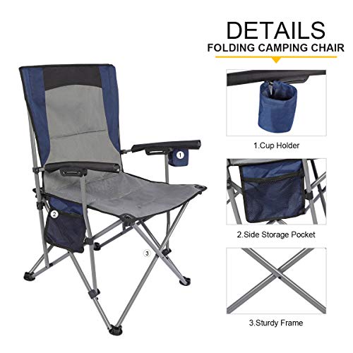PORTAL Portable Folding Camping Chair with Cup Holder Pocket and H...